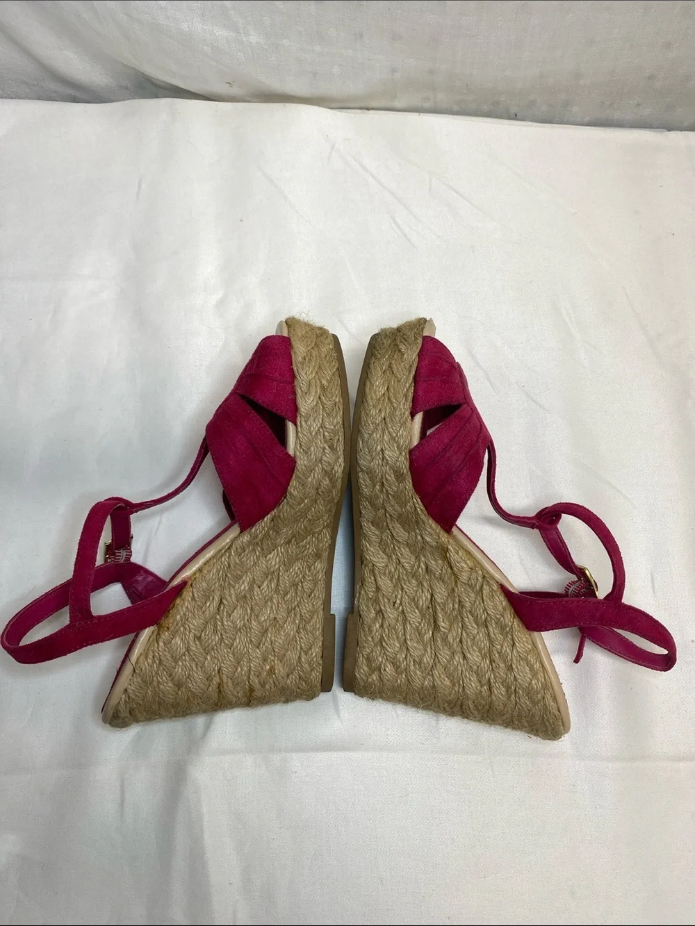 American Eagle Outfitters Fuchsia Suede Espadrille Wedges